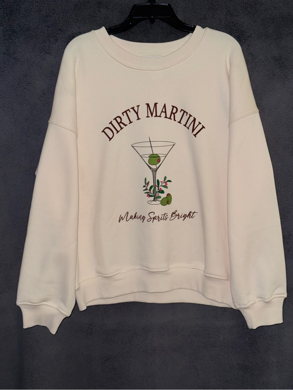 Gilli Cream 'Dirty Martini' Graphic Sweatshirt Size Large